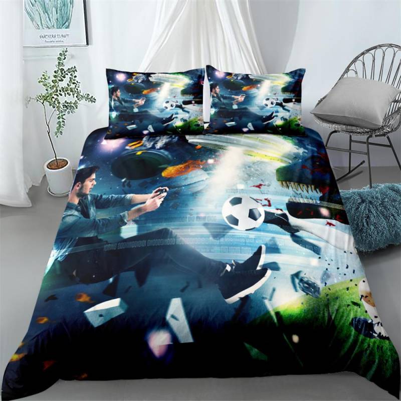 Spiel-Controller Bettbezug-Set 3D Gamepad mit Knopf King Queen Full Twin Größe Bettdeckenbezug für Kinder Polyester Bettwäsche-Set EU single(135x200cm) von Joom DACH