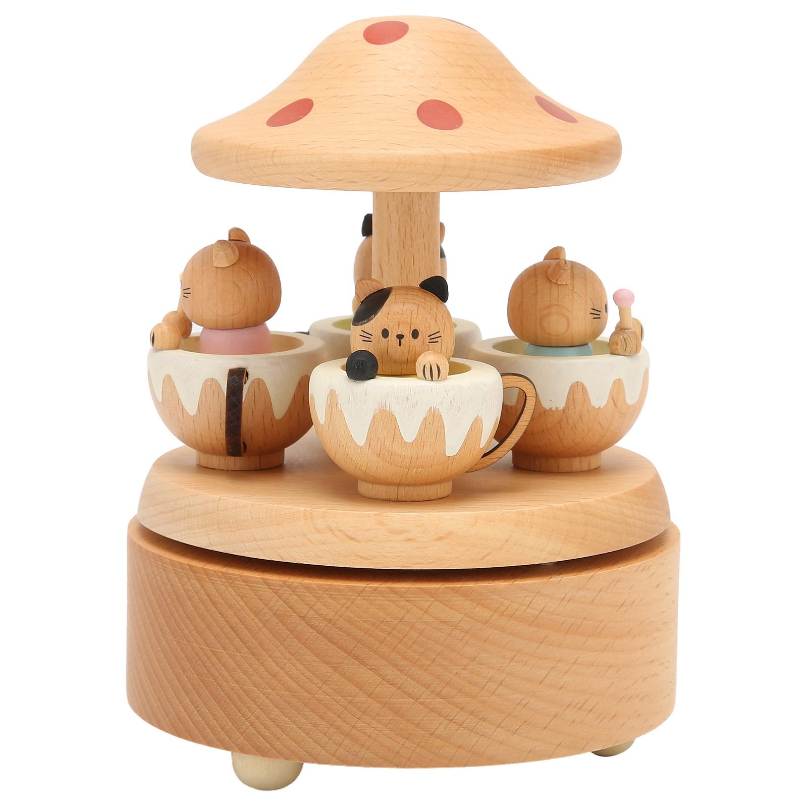 Spieluhr Niedliche Katze Dekor Heimdekoration Valentinstagsgeschenke Holzkunst Ornamente für Wohnzimmer von Joom DACH