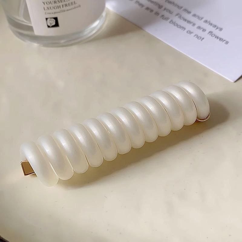 Spiral-Haargummi, lange Spulen, einfarbig, Haarseile, wasserdichte Zöpfe, Haarringe, dehnbarer Pferdeschwanzhalter, Haarschmuck für Frauen und Mädchen weiß von Joom DACH