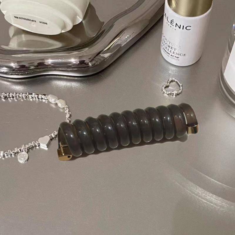 Spiral-Haargummi, lange Spulen, einfarbig, Haarseile, wasserdichte Zöpfe, Haarringe, dehnbarer Pferdeschwanzhalter, Haarschmuck für Frauen und Mädchen grau von Joom DACH