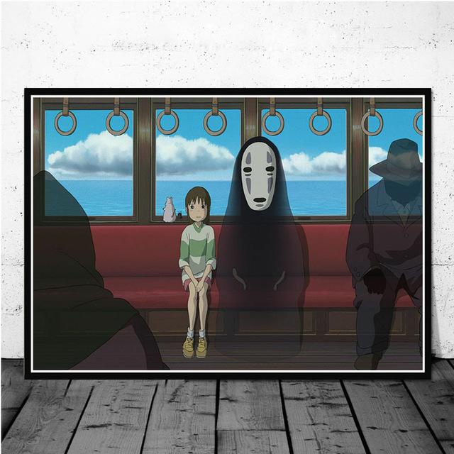Spirited Away Film Hayao Miyazaki Japan Anime Leinwand Malerei Poster Druck Wand Kunst Bilder für Wohnzimmer Wand Dekor Cuadros 60x90cm No Frame von Joom DACH