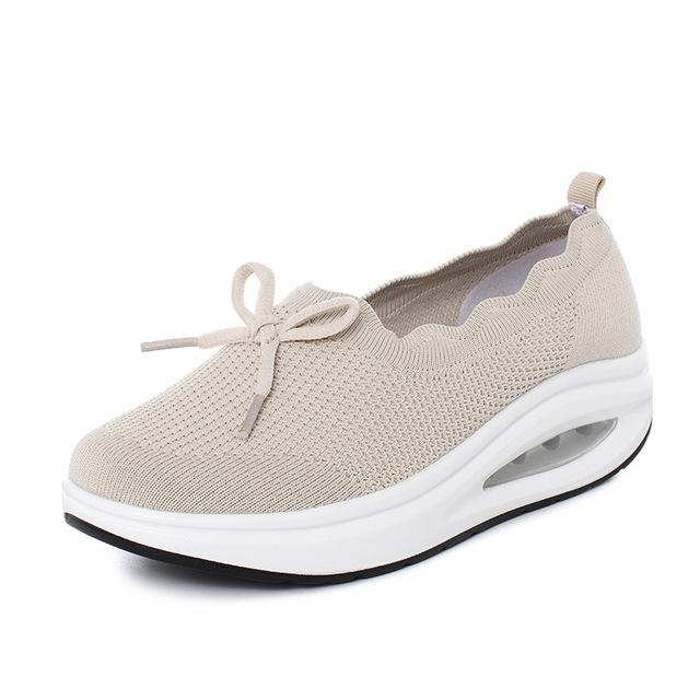 Spitze Floral Casual Weiche Mesh Atmungsaktive Schaukel Keile Frauen Schuhe Turnschuhe Höhe Zunehmende Chaussure Femme Damen Trainer 38 beige von Joom DACH