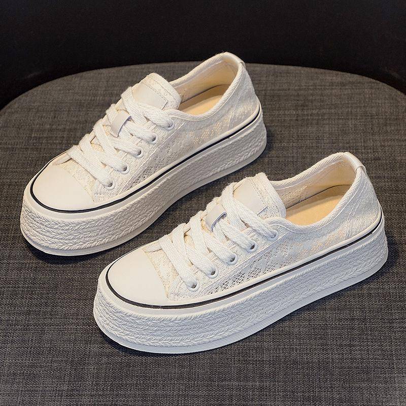 Spitze Mesh Atmungsaktive Sneaker Damen Sommer Neu Plateau Plateauschuhe Vielseitige Freizeitschuhe Weiße Schuhe 40 von Joom DACH
