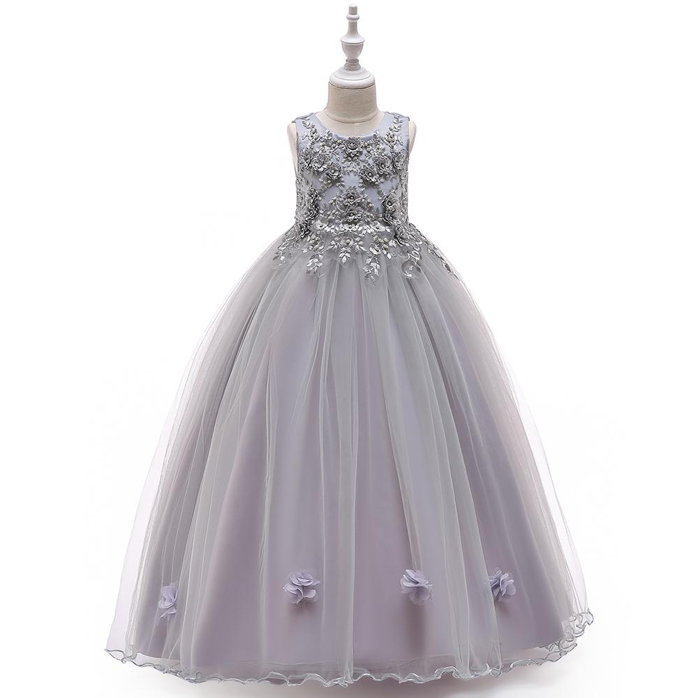 Spitze Perlen Applikation Langes Ballkleid Kinderkleid Mädchen Party Elegante Teenager Formelle Brautkleider 160 graue von Joom DACH