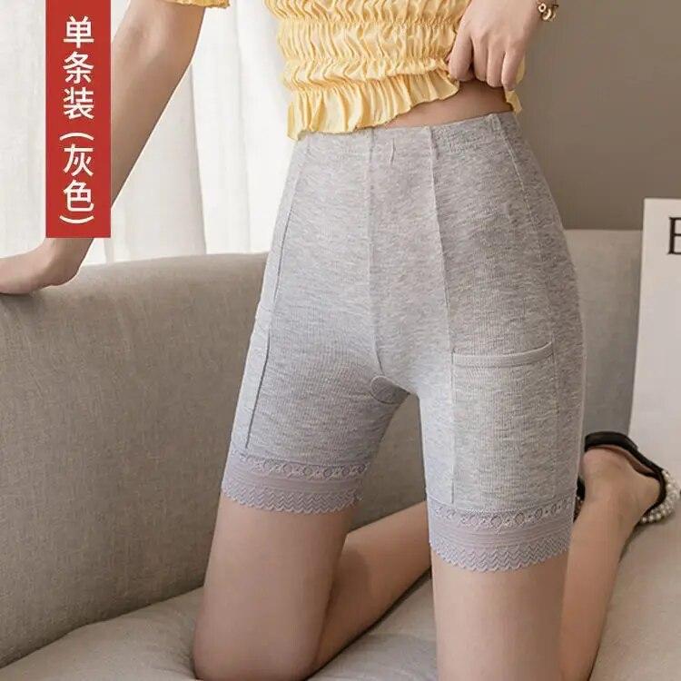 Spitze Sicherheits Kurze Hosen Frauen Sommer Nahtlose Unterwäsche mit Tasche Damen Shorts Hohe Taille Slips Weibliche Unterhose Dessous One Size grau von Joom DACH