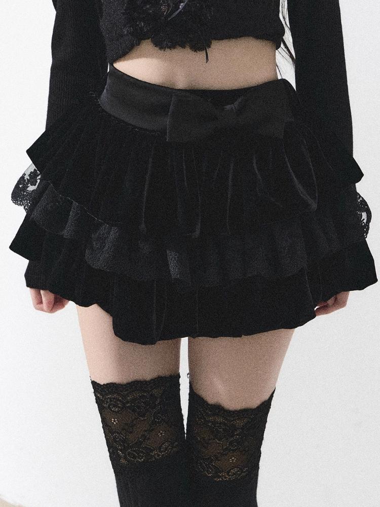 Spitze Spicy Girl Mini Plissee Rock Weibliche Herbst Winter A-linie Kawaii Süße Party Rock Harajuku Koreanische Mode Casual Rock S schwarz von Joom DACH