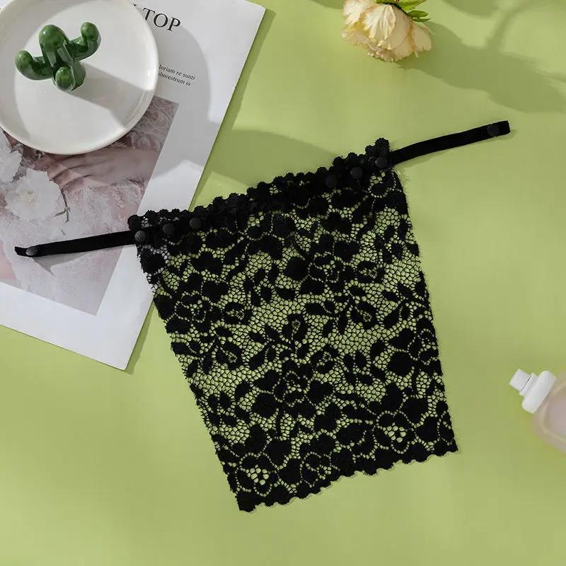 Spitze Unsichtbarer BH Privatsphäre Dekolleté Abdeckung Unterwäsche Anti Peep Büstenhalter Nahtlose Wrap Brust Trägerlose Dessous Tube Tops one Size schwarz von Joom DACH