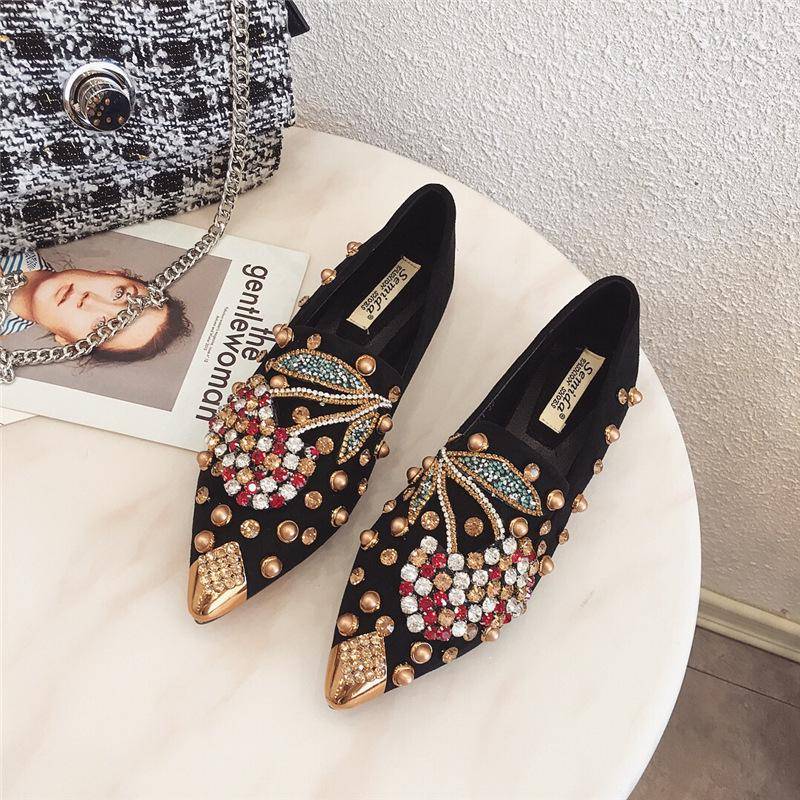 Spitze Zehenpartie Damen Flats Strass Slipper Herbst Nieten Klassische Damen Flats Schuhe Damen Ballerinas Weiche Bootsschuhe 40 schwarz Spitze Zehenpartie Damen Flats Strass Slipper Herbst Nieten Klassische Damen Flats Schuhe Damen Ballerinas Weiche Bootsschuhe 40 schwarz von Joom DACH