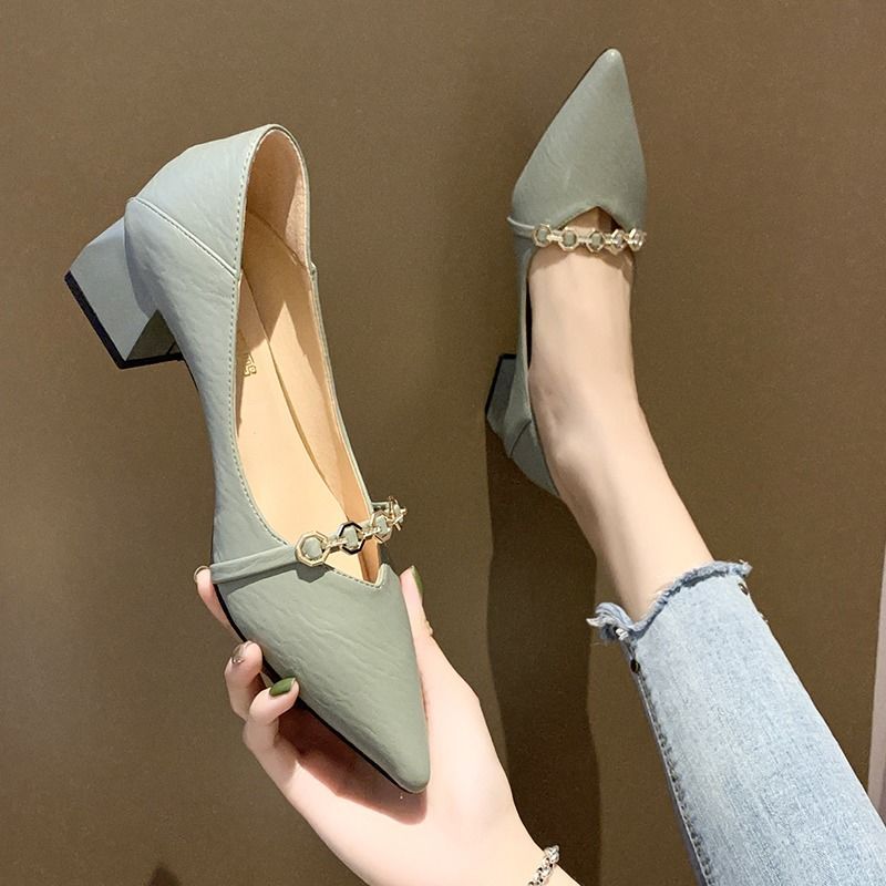 Spitze Zehenpartie Dicke Absätze Damen High Heels Mittelhohe Absätze Shopping Dating Party mit Schuhen Strass Weiche Sohle Damenschuhe 40 grün Spitze Zehenpartie Dicke Absätze Damen High Heels Mittelhohe Absätze Shopping Dating Party mit Schuhen Strass Weiche Sohle Damenschuhe 40 grün von Joom DACH