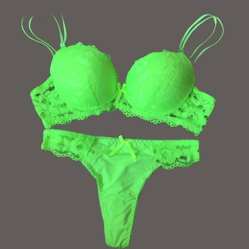 Spitzen-BH, Tanga-Set, Push-up-Unterwäsche-Set, Damen-Höschen, hohle Spitze, Dessous-BHs und Höschen-Set 36B von Joom DACH