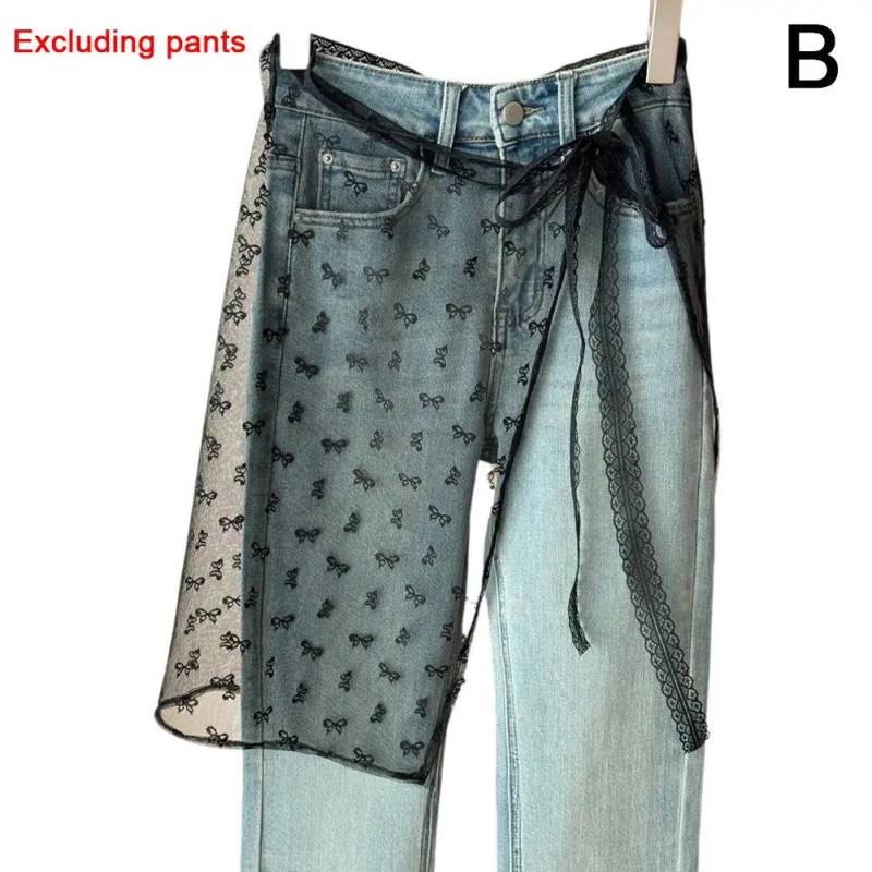 Spitzen-Lagen-Gaze-Rock Streetwear-Schürze Wickelrock Schnürung Passende Hose Spicy Girl Stacked Wrap Rock M schwarz von Joom DACH