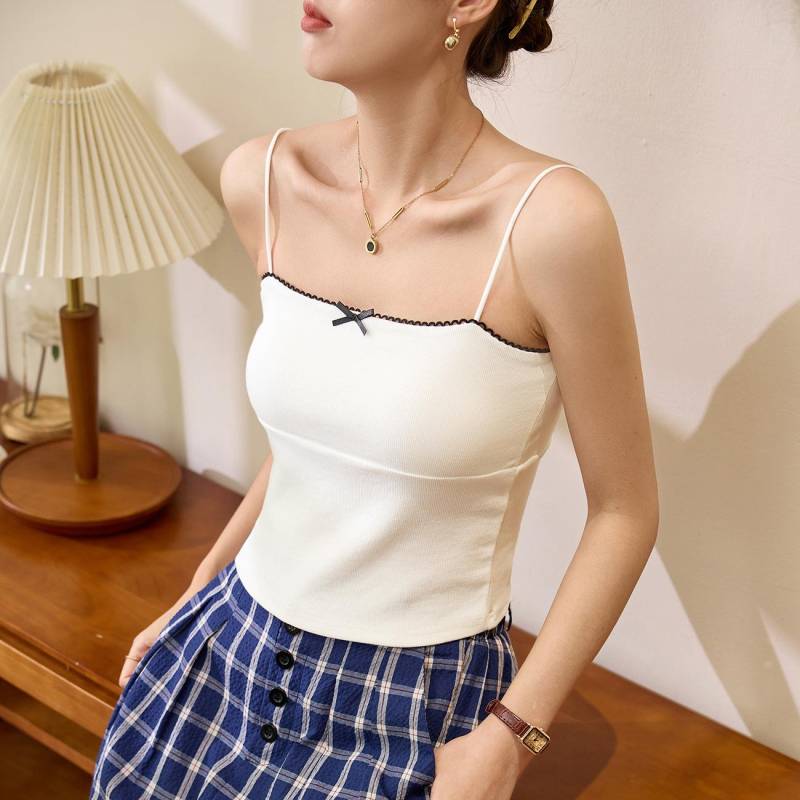 Spitzen-Trägertop für Damen Sommer Schleife Hot Girl Kurzes Oberteil 2XL von Joom DACH