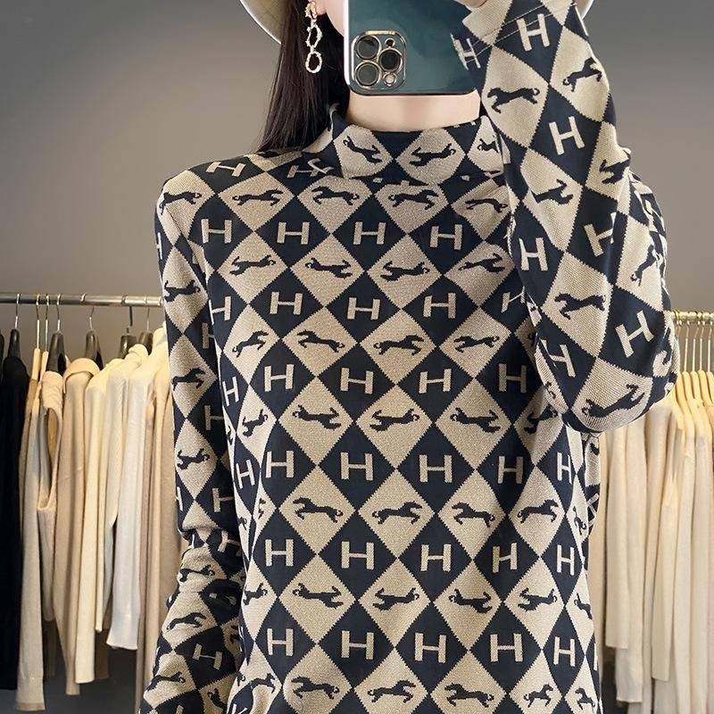 Spleißen Kontrastfarbe Eingesetzte Schulter Unterhemd Damen Rollkragen Vielseitiger Langarmpullover mit figurbetonendem Thermo-Top XXL von Joom DACH