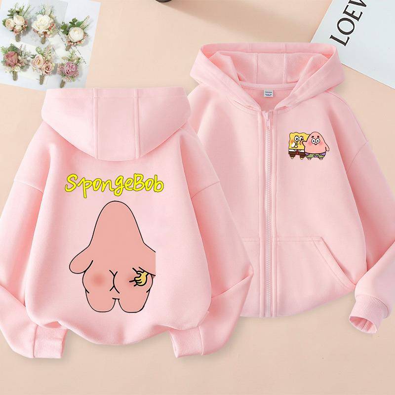 Spongebob Patrick Star Cartoon Anime Familienkleidung Jungen und Mädchen Frühling Herbst und Winter Reißverschluss Hoodie Eltern-Kind-Pullover 160 von Joom DACH