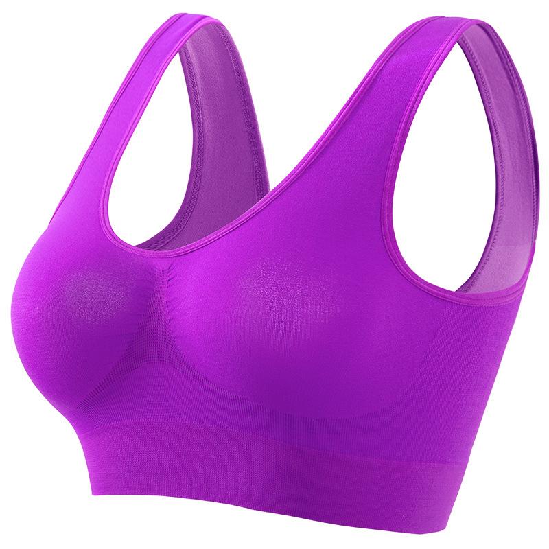 Sport-BHs für Damen, gerafft, ohne Stahlring, ohne Brustpolster, Sport-BH, spurloser Elastizitäts-BH für Yoga, Fitness, Bodybuilding, Tanzen, Laufen L von Joom DACH