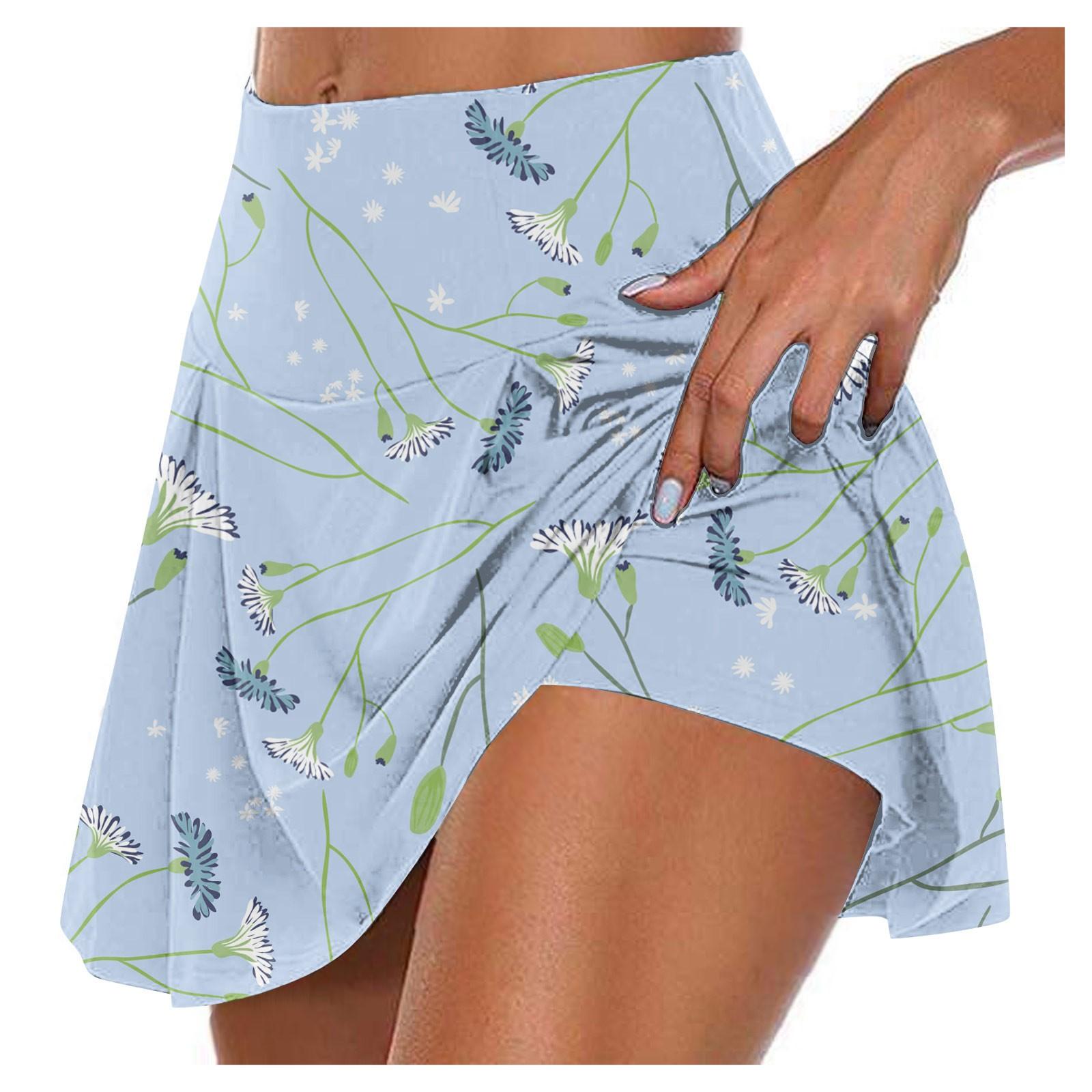 Sportliche, dehnbare, plissierte Tennisröcke für Damen, Lauf-Yoga-Innenshorts, elastische Sport-Golf-Skorts XXXXXL hellblaue von Joom DACH