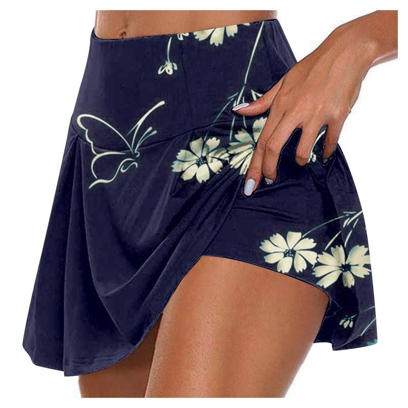 Sportliche, dehnbare, plissierte Tennisröcke für Damen, Lauf-Yoga-Innenshorts, elastische Sport-Golf-Skorts L von Joom DACH