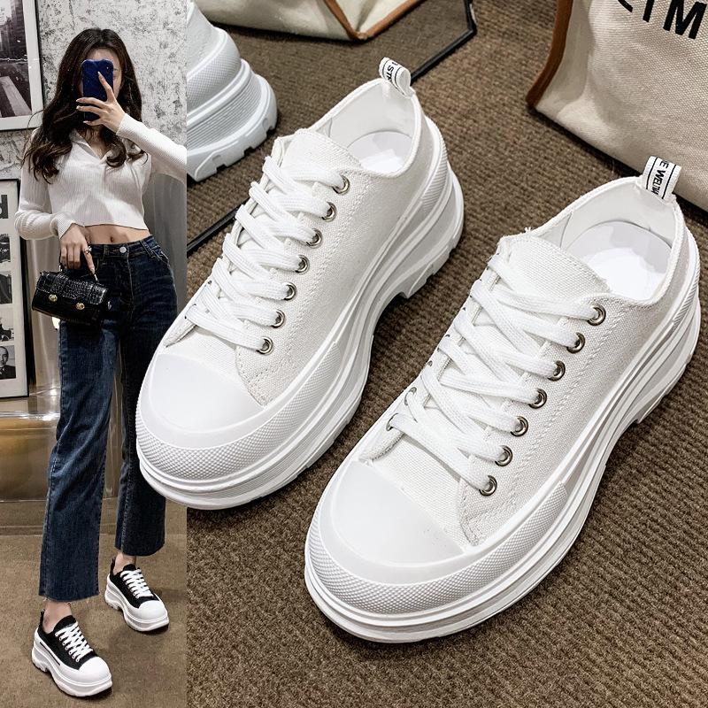 Sportschuhe Trendy Weiße Schuhe Frühling und Herbst Neue Dickbesohlte Freizeitschuhe Koreanische Mode Sneakers Damen 40 weiß von Joom DACH