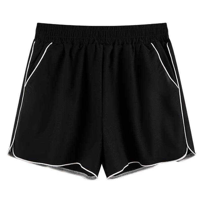 Sportshorts Damen Sommer Locker Laufen Fitness Outdoor Bekleidung Hohe Taille Weites Bein Schlankmachend Schnelltrocknend Freizeithose S schwarz von Joom DACH