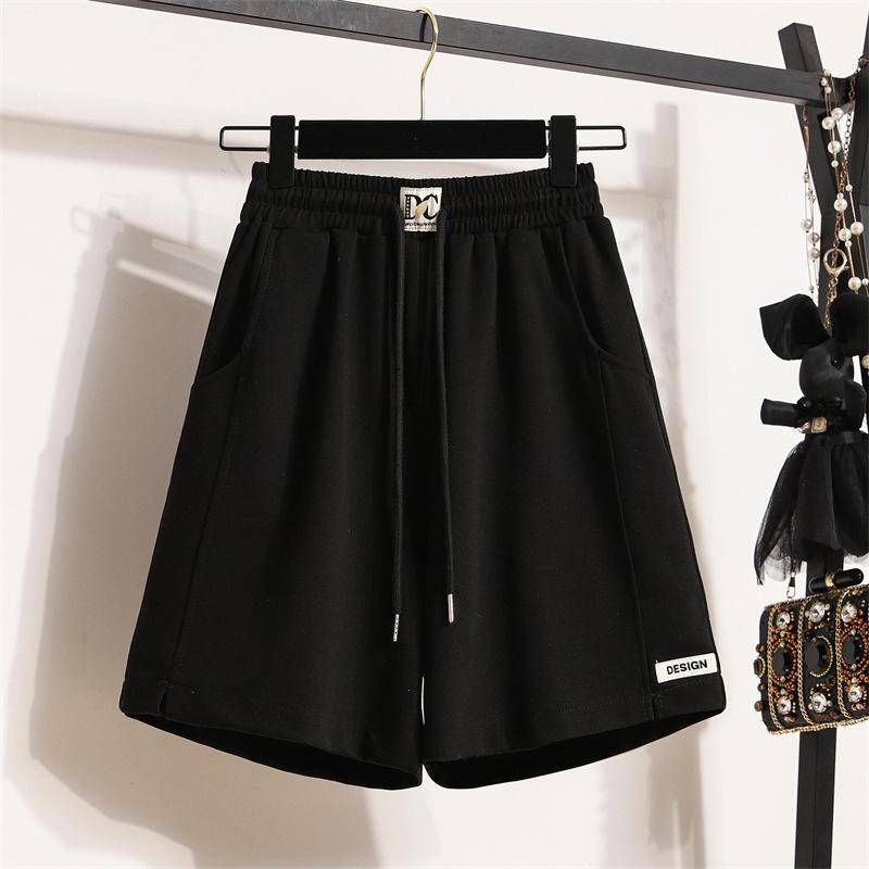 Sportshorts Damen Sommer Neu Hochtailliert A-förmig Weitbein Locker und Dünn Fünf-Punkt-Hose Schlichte Laufhose XL schwarz von Joom DACH