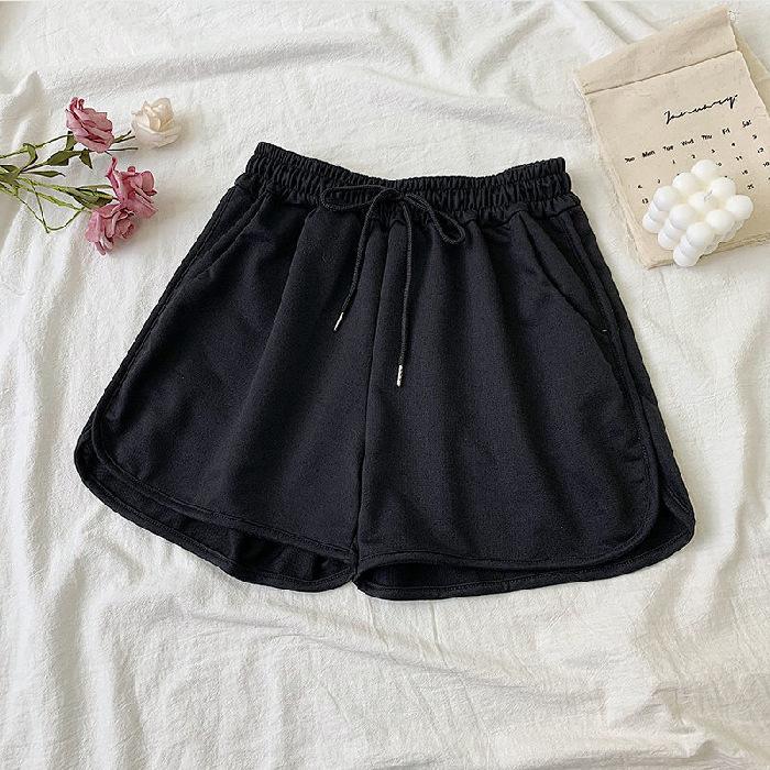 Sportshorts für Damen im Sommer Neu Locker Übergröße Student Einfarbig Laufen Yoga Weite Beine M schwarz von Joom DACH