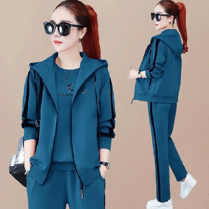 Sportswear Fashion Casual Sweater Dreiteiliger Cardigan für Damen mittleren Alters und ältere Damen im Frühling und Herbst in Übergröße XXL blau Sportswear Fashion Casual Sweater Dreiteiliger Cardigan für Damen mittleren Alters und ältere Damen im Frühling und Herbst in Übergröße XXL blau von Joom DACH