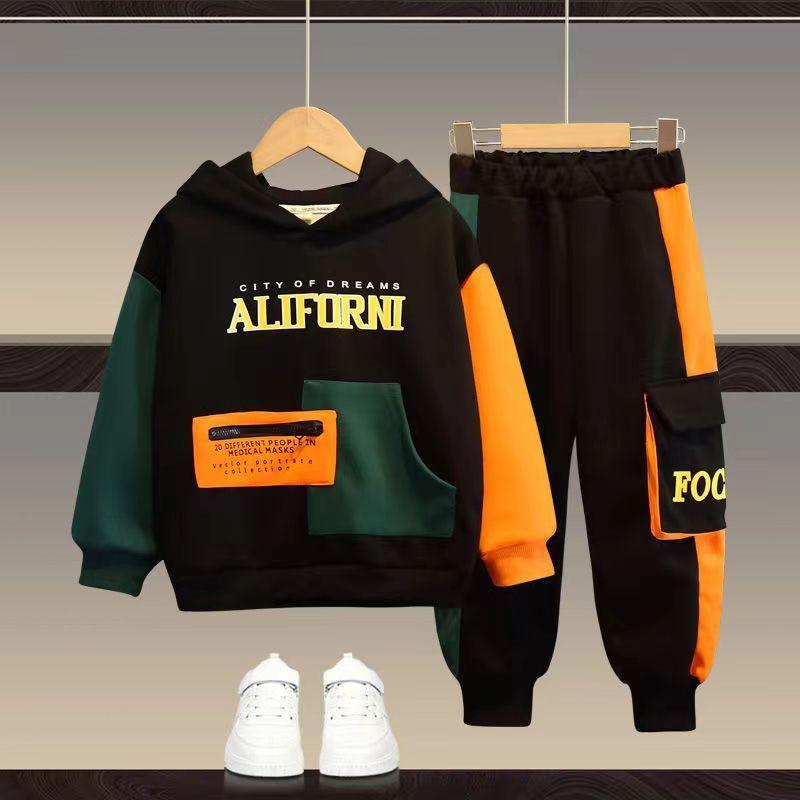 Spring Autumn Set Teenage Boy Clothes Letter Print Sweatshirt Pants Suit Children Pullover Top and Bottom 2 Pieces Set Kid Outfit Tracksuit 150cm von Joom DACH
