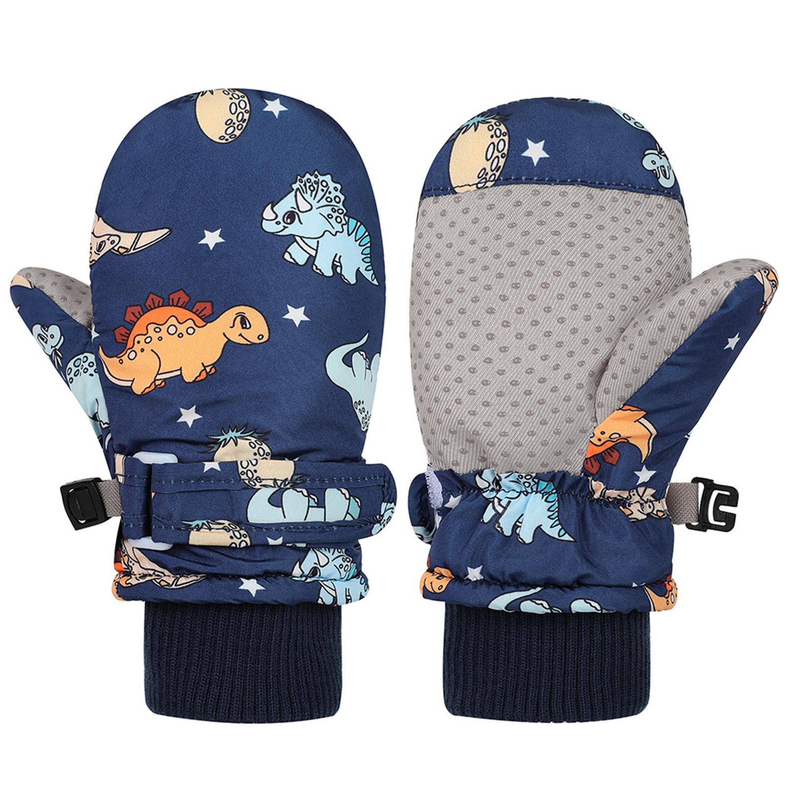 Spritzfeste Fäustlinge Kinderhandschuhe Winddicht Kinder Winter Warm Schneehandschuhe Bedruckt Cartoon Dinosaurier Verdicken Thermofäustlinge M dunkelblaue von Joom DACH