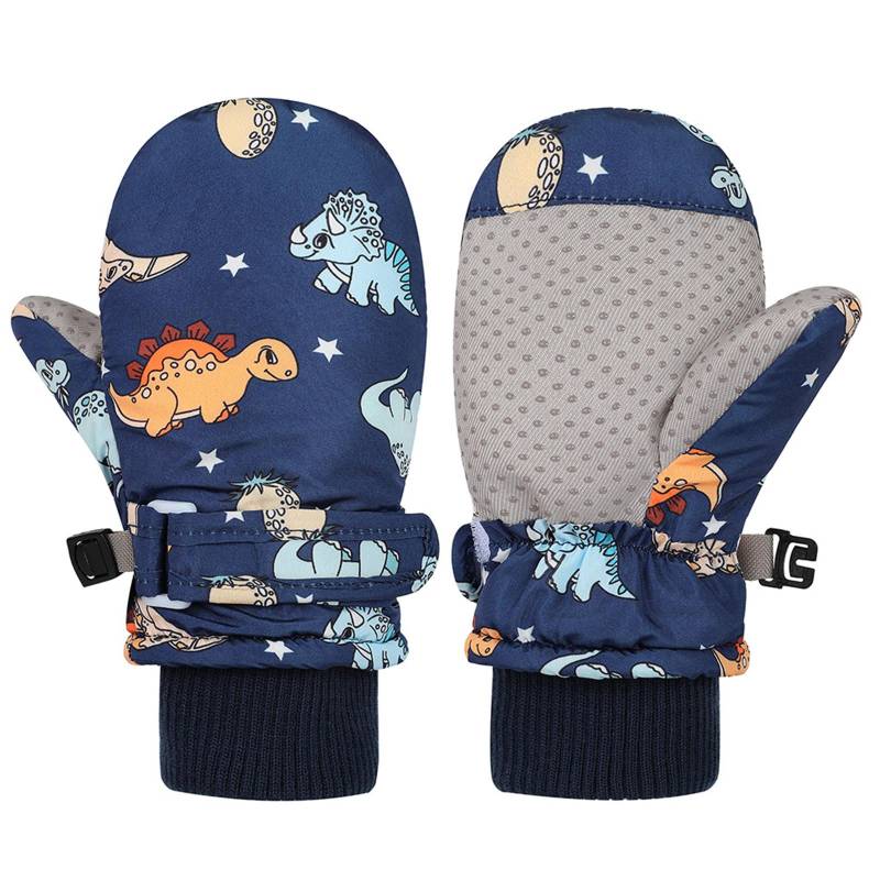 Spritzfeste Fäustlinge Kinderhandschuhe Winddicht Kinder Winter Warm Schneehandschuhe Bedruckt Cartoon Dinosaurier Verdicken Thermofäustlinge M dunkelblaue von Joom DACH