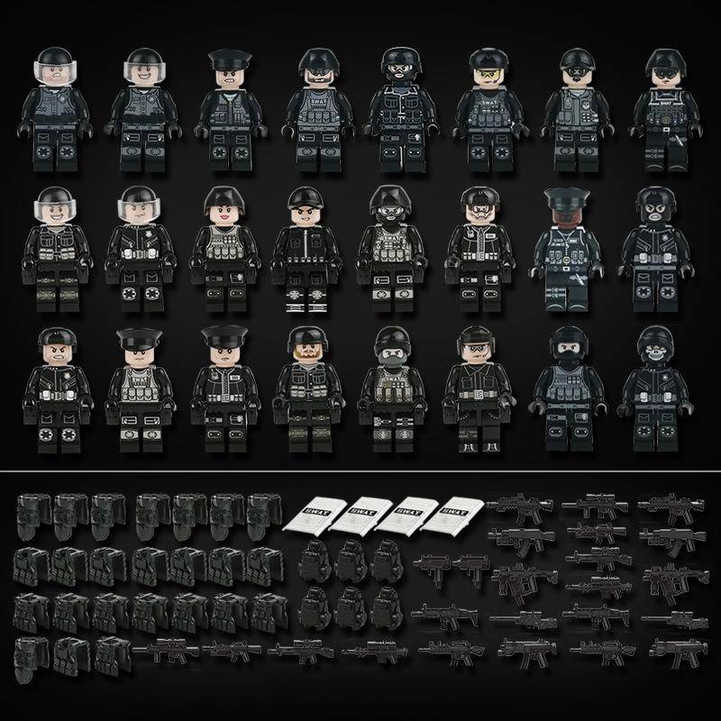 Stadt Schwarz Spezielle Polizei Puppe Kinder Montage Puppe Bausteine Spielzeug von Joom DACH