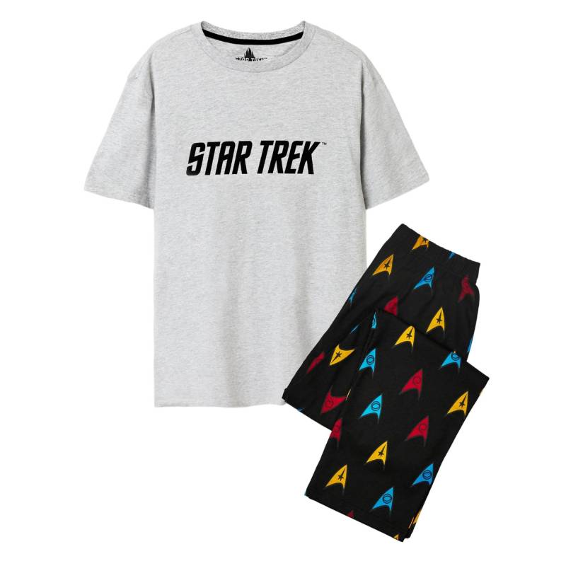 Star Trek Herren-Pyjama-Set mit Logo-Allover-Print S grau/schwarz von Joom DACH