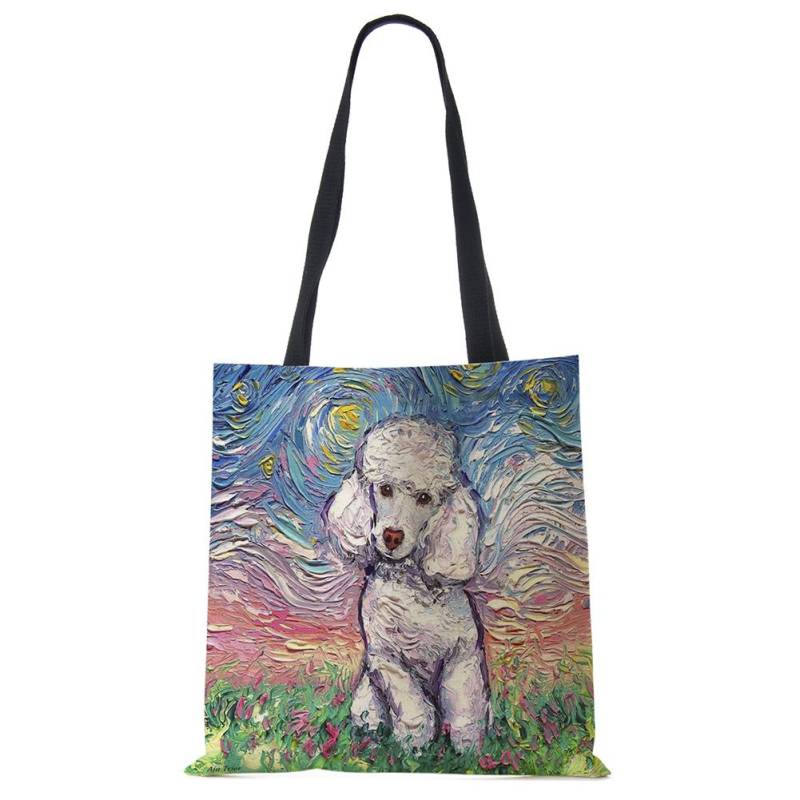 Starry Sky Animal Dog Bedruckte Handtasche Schultertasche Damen Große Tragetasche Damen Casual Freizeit Shopping Handtasche Outdoor von Joom DACH
