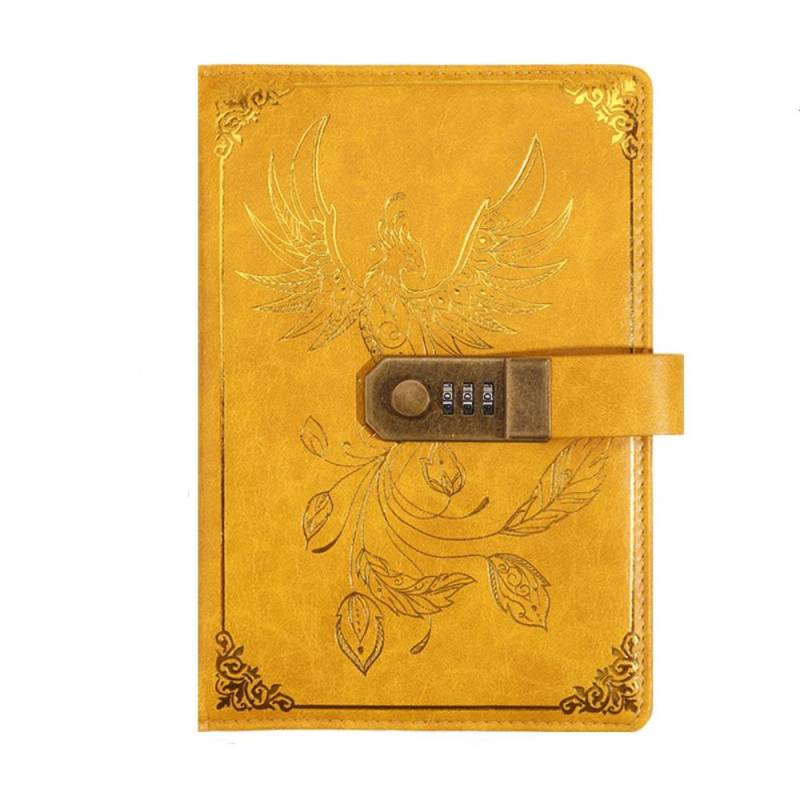 Stationery Password Notebook Protecting Secrets Travelers Journal A5 Notebook with Lock  Student Style1-Yellow von Joom DACH