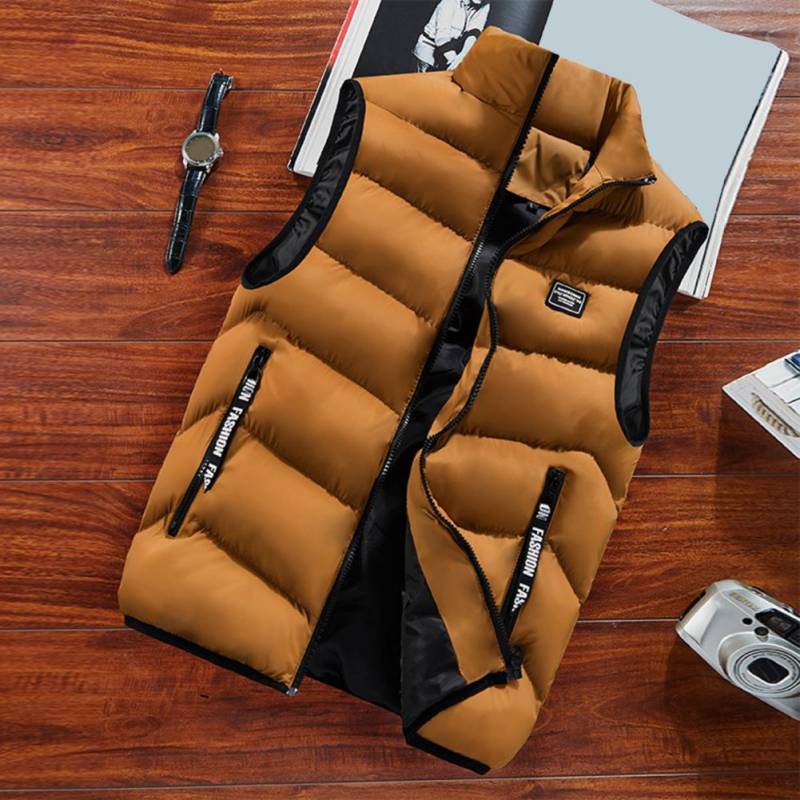 Steppweste für Herren, winddicht, wattierte Weste für den Winter mit Stehkragen, Reißverschluss, stilvoller Nackenschutz, Weste für Kälte XXXXL gelb von Joom DACH