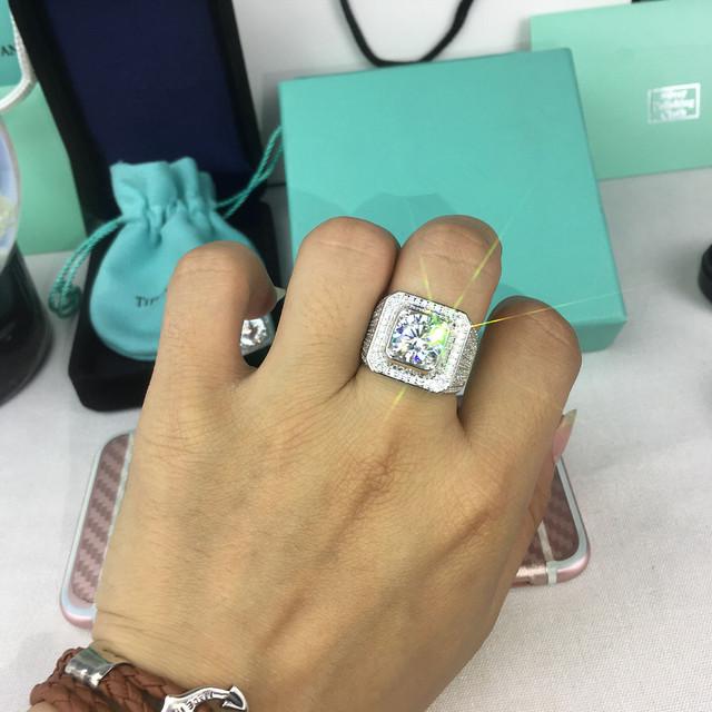 Sterling 925 Silber Vs2 2 Karat Cc Zirkon Ring Für Männer Anillos Bizuteria Edelstein Silber 925 Schmuck Bague Bijoux Femme Ringe 9 weiß von Joom DACH