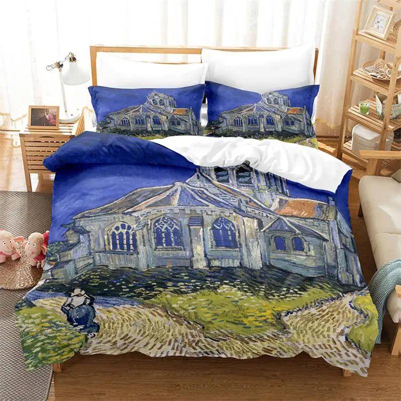 Sternennacht-Bettbezug-Set von Van Gogh, Queen-Size-Größe, Ölgemälde, berühmte moderne klassische Himmelssternkunst, dekoratives 3-teiliges Bettwäscheset EU Twin(135x200cm) von Joom DACH