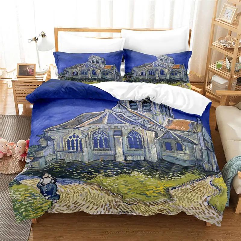 Sternennacht-Bettbezug-Set von Van Gogh, Queen-Size-Größe, Ölgemälde, berühmte moderne klassische Himmelssternkunst, dekoratives 3-teiliges Bettwäscheset EU Twin(135x200cm) von Joom DACH