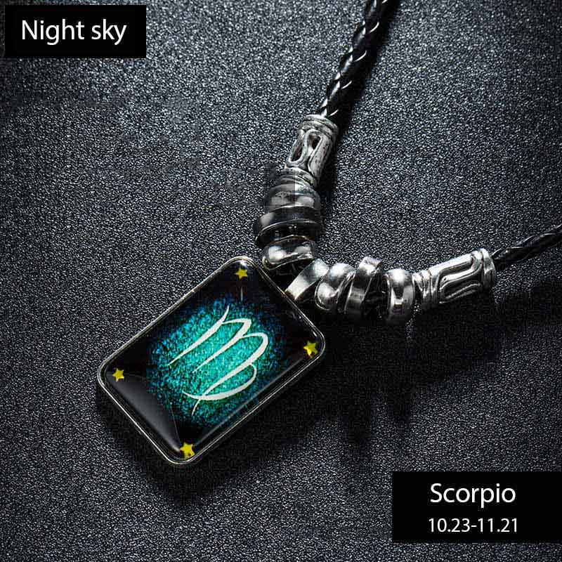 Sternzeichen-Halskette für Männer, männliche Halskette, coole Leder-Halskette, Sternbild, Valentinstag, Geburtstagsgeschenk Virgo von Joom DACH