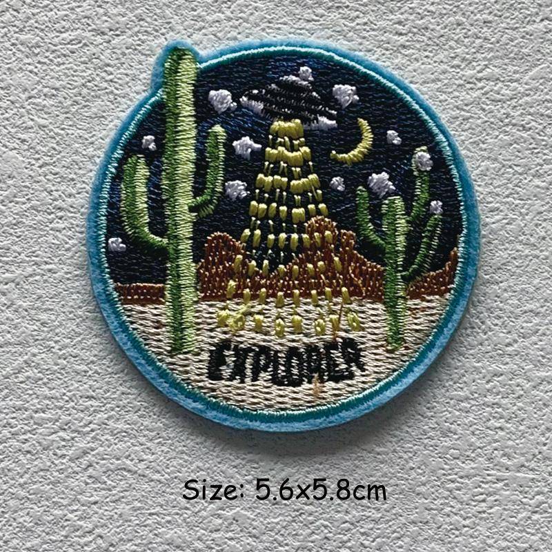 Stickerei Schmelzbare Nähen Kleidung Abzeichen Patches Landschaft Wüste Wald Punk Patch DIY Wärmeübertragung Aufkleber Neue Kleidungsstück Zubehör Mode 5.6x5.8 cm von Joom DACH