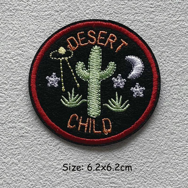 Stickerei Schmelzbare Nähen Kleidung Abzeichen Patches Landschaft Wüste Wald Punk Patch DIY Wärmeübertragung Aufkleber Neue Kleidungsstück Zubehör Mode 6.2x6.2 cm von Joom DACH