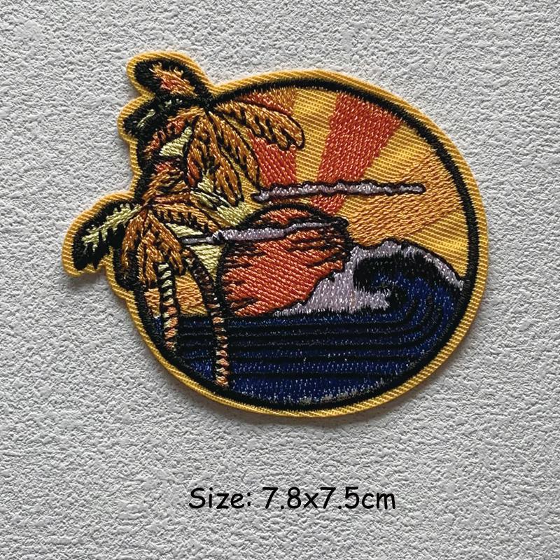 Stickerei Schmelzbare Nähen Kleidung Abzeichen Patches Landschaft Wüste Wald Punk Patch DIY Wärmeübertragung Aufkleber Neue Kleidungsstück Zubehör Mode 7.8x7.5 cm von Joom DACH