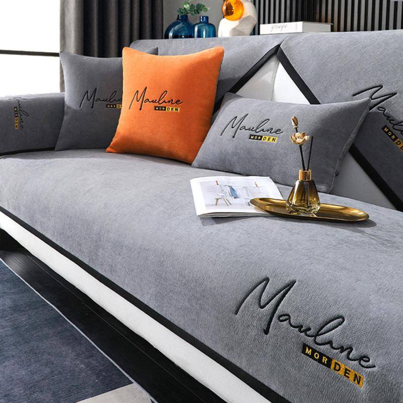 Stickerei-Sofa-Pad, Handtuch, Sofabezüge für Wohnzimmer, 1/2/3/4-Sitzer-Sofabezug, universelle Schonbezüge, Chenille-Sofabezüge 90x210cm 1pc von Joom DACH