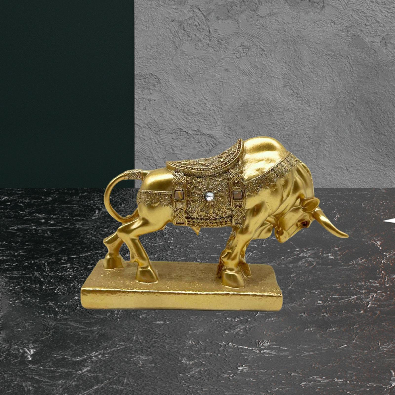 Stier Statue Skulptur Desktop Dekoration 17x5x10.9cm Dekorative Leichte Handarbeit für Café Bar Golden von Joom DACH