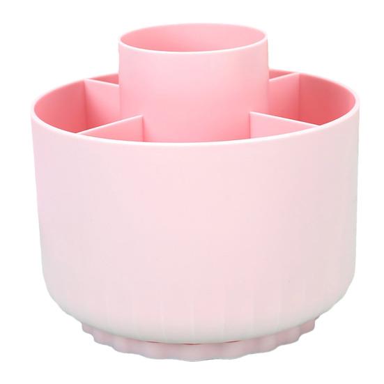 Stifthalter, 360 Grad drehbarer Schreibtisch-Organizer mit 5 Fächern, großer Kapazität, Make-up-Pinselhalter, Bleistiftbehälter rosa von Joom DACH