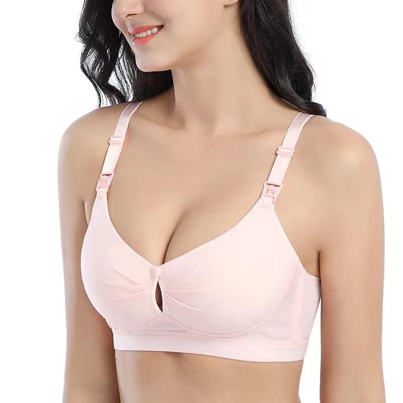 Still-BH für schwangere Frauen, ohne Bügel, für einfaches Füttern, Still-BHs, atmungsaktive Baumwolle, Frontverschluss, Schwangerschafts-Bralette-Unterwäsche 40/90B rosa von Joom DACH