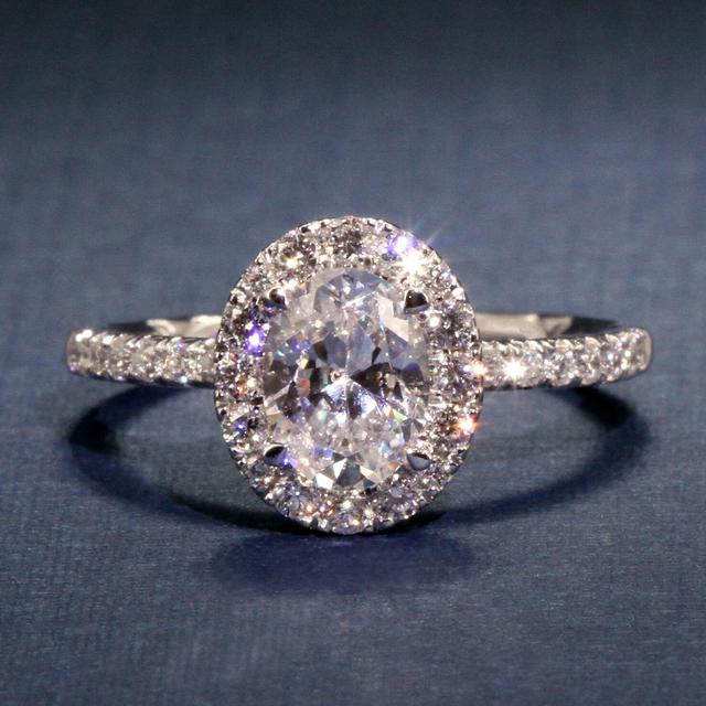 Stilvolle, schicke Eheringe für Frauen, trendige ovale Zirkonia-Accessoires für die Verlobung, Zeremonie, Heiratsantrag 9 von Joom DACH