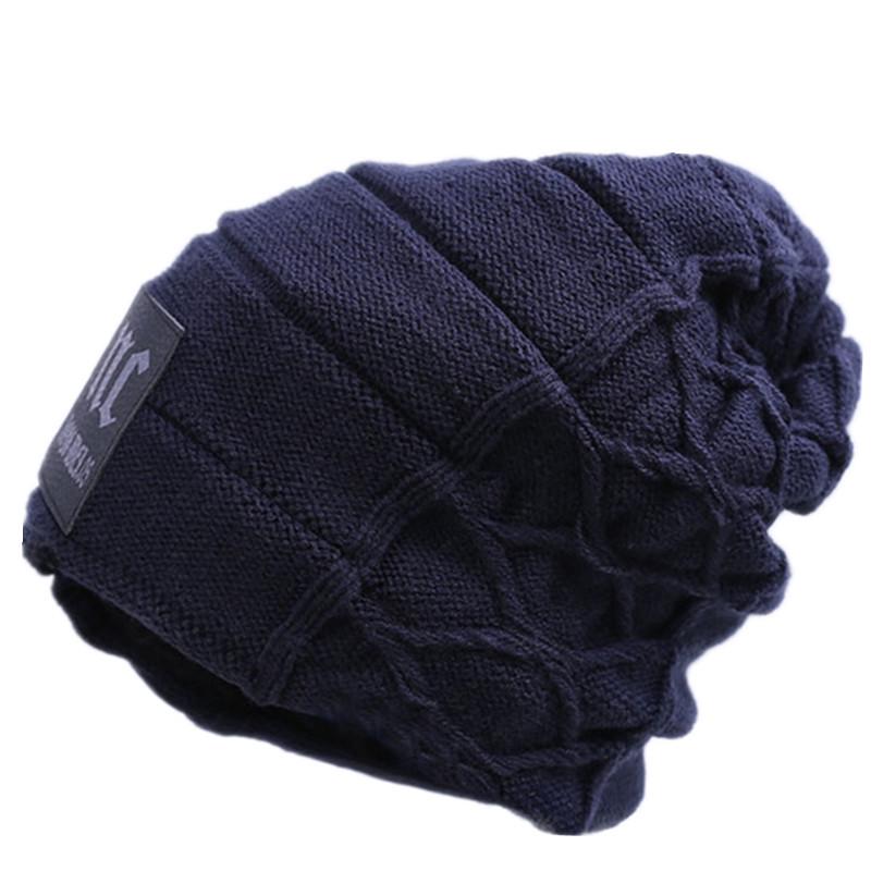 Stilvolle Beanie-Mütze, hochwertige Wintermützen für Damen und Herren, dicke, warme Winter-Strickmützen 54cm-62cm navy blau von Joom DACH