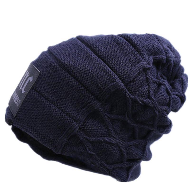 Stilvolle Beanie-Mütze, hochwertige Wintermützen für Damen und Herren, dicke, warme Winter-Strickmützen 54cm-62cm navy blau von Joom DACH