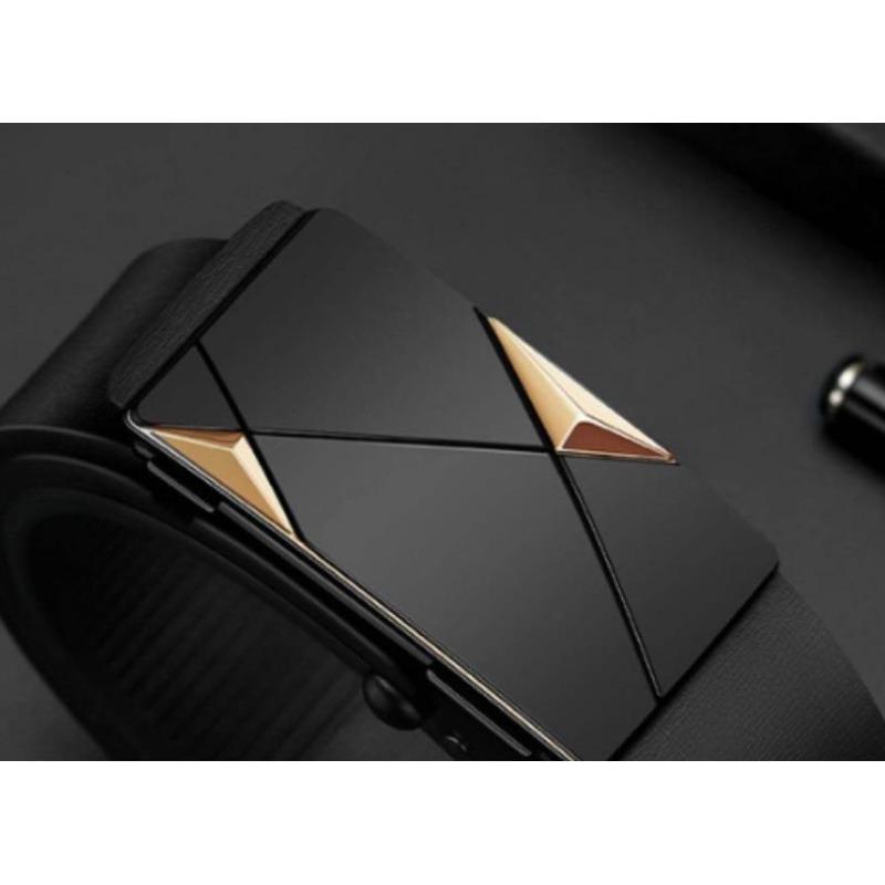 Stilvolle Herren PU Leder Mode Gürtel für Alltag Freizeit Party Festival Arbeit und Geschäft Automatische Schnalle 110cm gold von Joom DACH