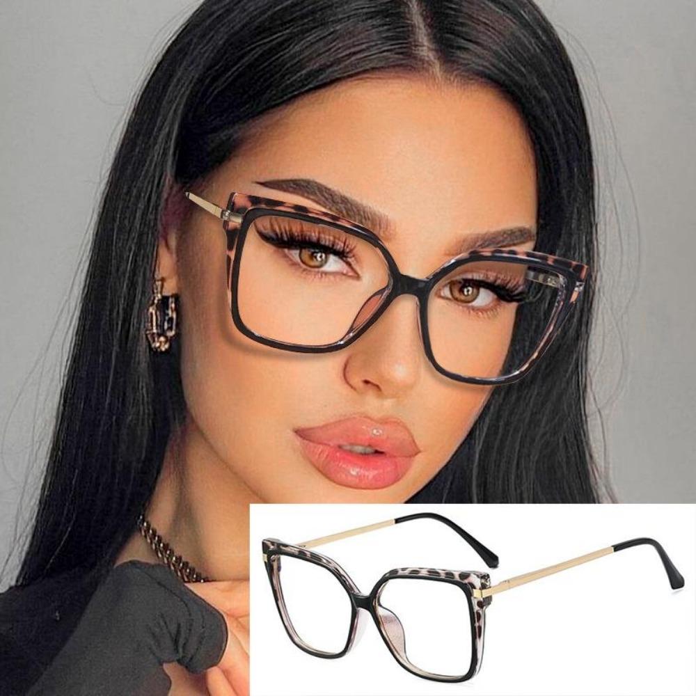 Stilvolle Optik Minus Myopie Brille Damen Leopard Übergroße Quadratische Brillenrahmen Metall Computer Anti Blaulicht Brille 0~-6. 0 von Joom DACH